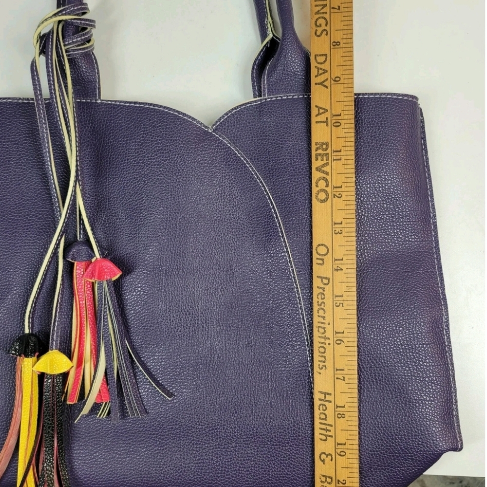 Mellow World Allure Purple Tassle Purse. Measurements in photos. Vegan Leather. - Picture 6 of 6